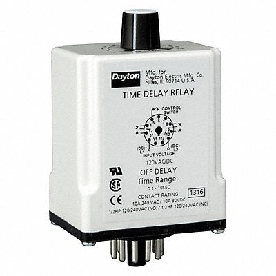 DAYTON 1EGC4 H7825 Single Function Time Delay Relay 120VAC/DC 11Pins