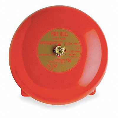 EDWARDS SIGNALING 439D6AWR Fire Bell Red H 3 11/32 x L 6 x W 6 In