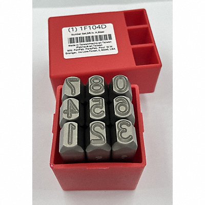 GRAINGER 1F104 Number Set 3/8 in H Steel