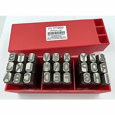GRAINGER 1F105 Letter Set 3/8 in H Steel