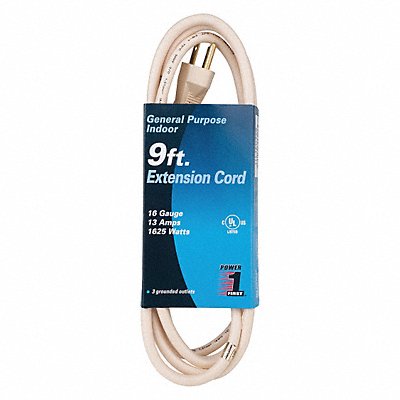 POWER FIRST 1FD72 Extension Cord 9ft 16Ga 13A SJT Beg