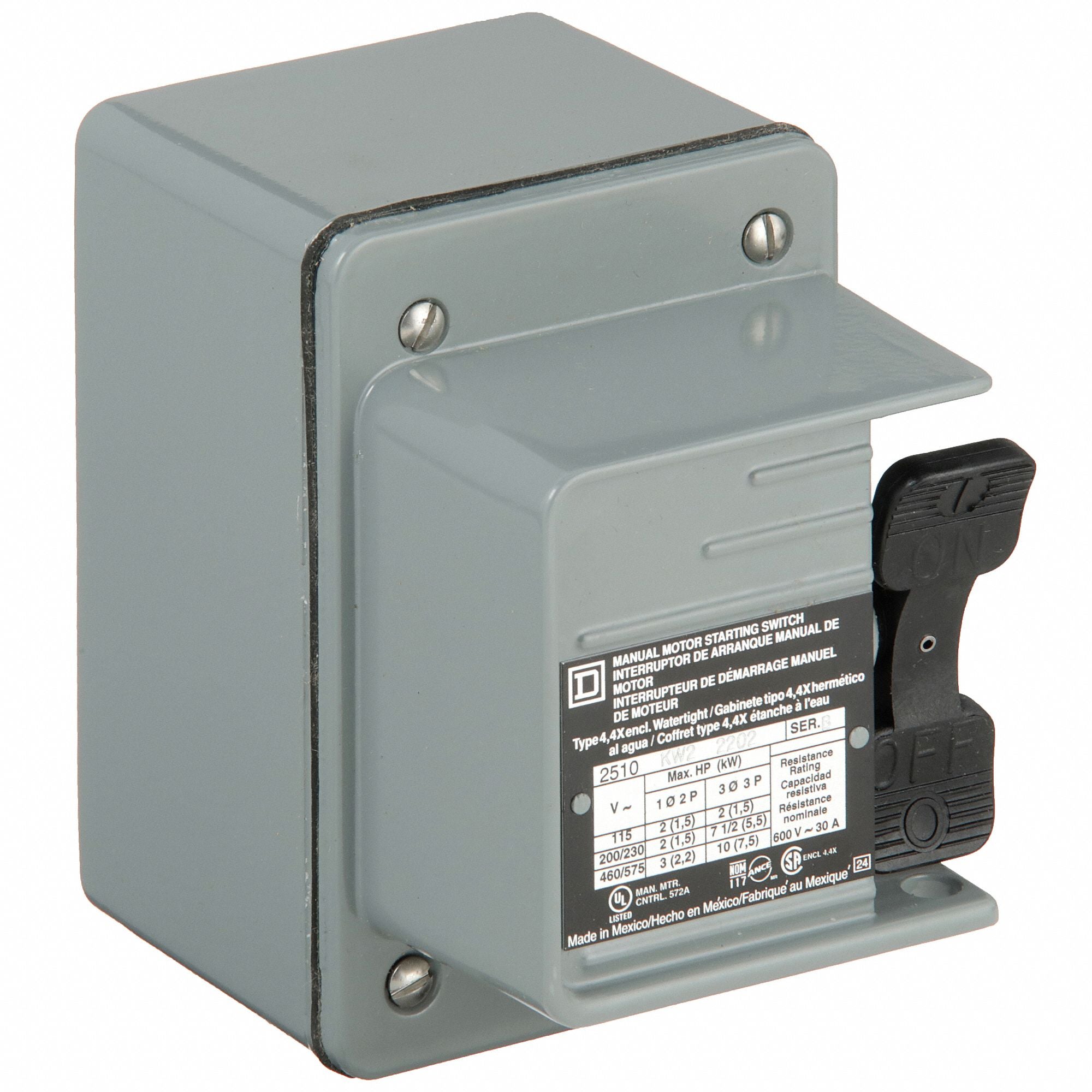 SQUARE D 2510KW2 ManualMotorSwitch NEMA4 ToggleSwitch