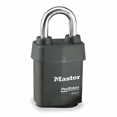 MASTER LOCK 6421WO Keyed Padlock 7/8 in Rectangle Black