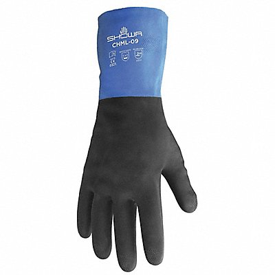 SHOWA CHMS07 D0559 Chemical Resistanttnt Gloves Blue/Black Sz 7 PR