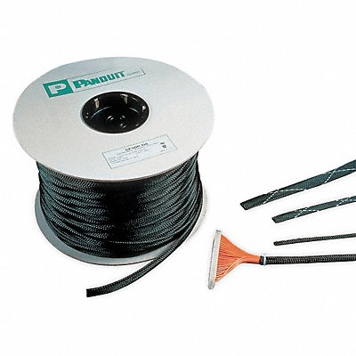 PANDUIT SE50PFRCR0 Braided Sleeving 0.500 in 100 ft Black