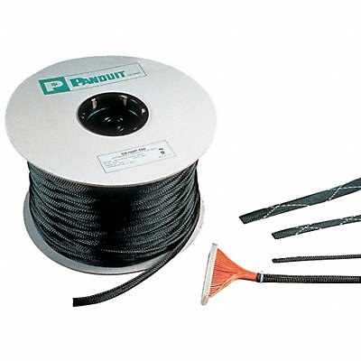 PANDUIT SE50PCR0 Braided Sleeving 0.500 in 100 ft Black