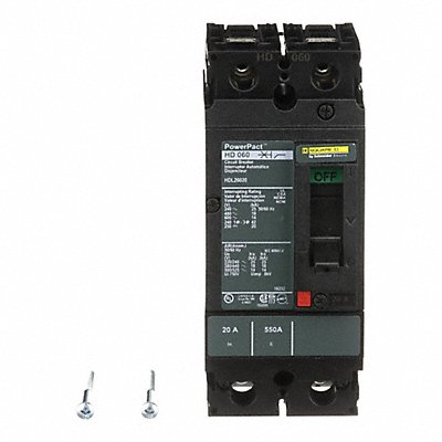 SQUARE D HDL26020 Circuit Breaker 20A 2P 600VAC HD