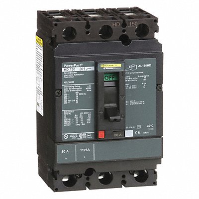 SQUARE D HDL36080 Circuit Breaker 80A 3P 600VAC HD