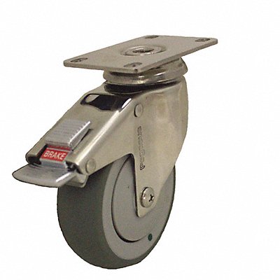 GRAINGER P14SXRP060K12TBAM Quiet-Roll Medical Plate Castor Swivel