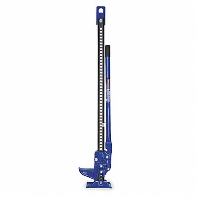 Blue floor jack on a white background