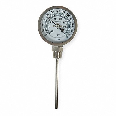 GRAINGER 1NGB3 Bimetal Thermometer 3 In Dial 0 to 250F