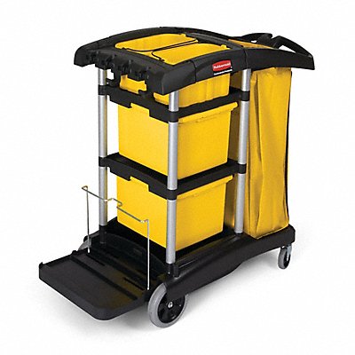 RUBBERMAID COMMERCIAL PRODUCTS FG9T7300BLA Microfiber Janitor Cart 44 H 34 gal Cap.