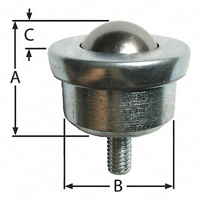 ASHLAND CONVEYOR BTS516181DIA200CSCS Ball Transfer Threaded Stud 1 Ball Dia.