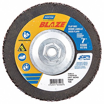 NORTON 66261183498 H7409 Fiber Disc 7 in Dia 5/8in Arbor 36 Grit