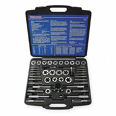 WESTWARD 1PZ43 Tap/Die Set 45 Pieces