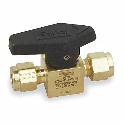 PARKER 6ZPR6VTB Rotary Plug Valve 3/8 In Brass 1/4 Turn