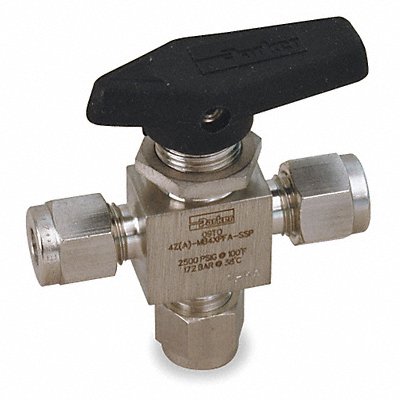 PARKER 4AMB4XPFASSP SS Ball Valve 3-Way Comp 1/4 in