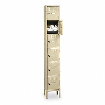 TENNSCO BK61215121SD Box Locker Louvered 1 Wide 6 Tier Sand