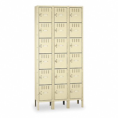 TENNSCO BK61215123SD Box Locker Louvered 3 Wide 6 Tier Sand