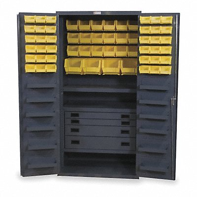 DURHAM MFG 3501584RDR95 K4934 Bin Cabinet Grey 72 x36 x24 58YllwBns