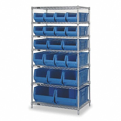 QUANTUM STORAGE SYSTEMS WR720MIXBL D5604 Bin Shelving 24inx74inx36in Blue