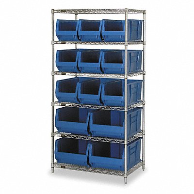 QUANTUM STORAGE SYSTEMS WR6973974BL D5606 Bin Shelving 30inx74inx36in Blue