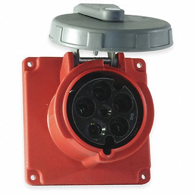 HUBBELL HBL5100R7W WT Pn Slv Rec Red 100 A 4Pl Three