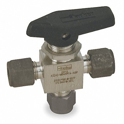 PARKER 6ZMB6XPFASSP SS Ball Valve 3-Way Comp 3/8 in