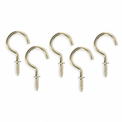 GRAINGER 1WBJ6 Single Point Hook Brass Length 1 In PK20