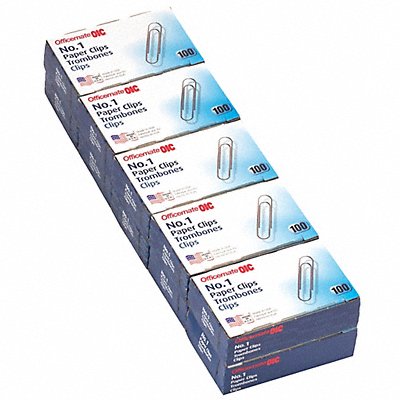 OFFICEMATE 99911 Paper Clips No 1 Silver Steel PK1000