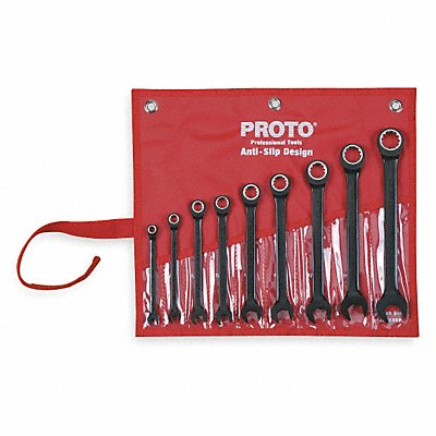 PROTO JSCR9S Combination Wrench Set Blk Chrome Standard 9Pc