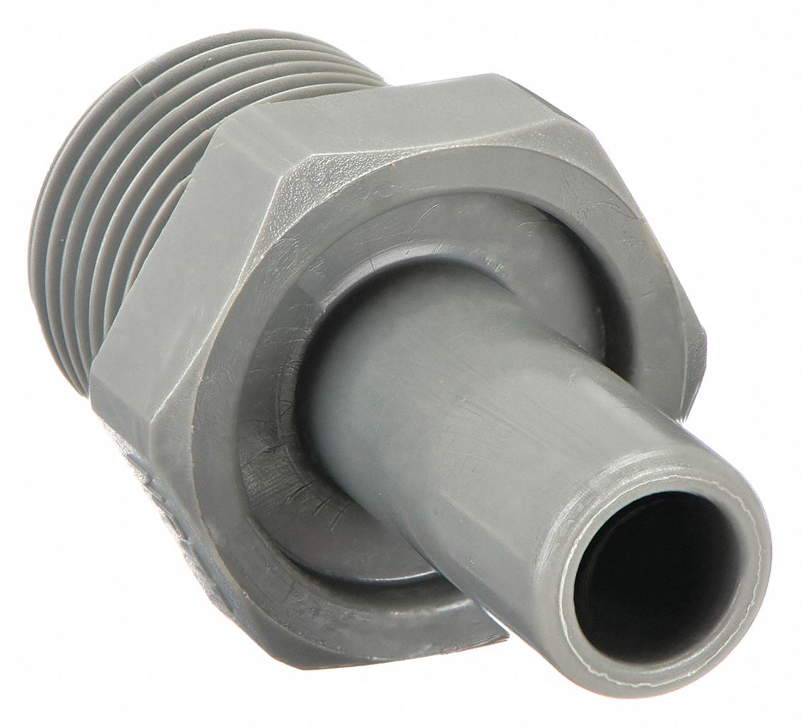 JOHN GUEST PI051212S10PK Adapter 3/8 in Stem OD Grey PK10