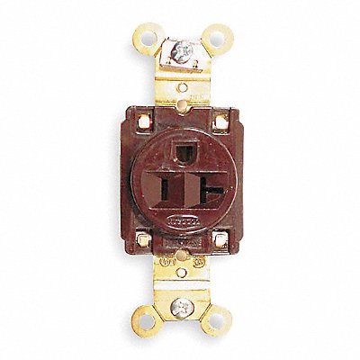 HUBBELL HBL5361 Recept Brown 20 A 2P3W Back Side 1PK