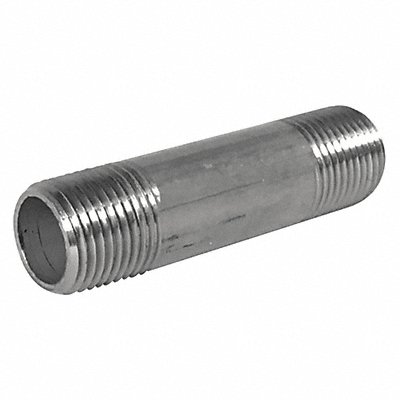 GRAINGER T6BNC02 Nipple 3/8In Threaded both Ends 1-1/2In 316