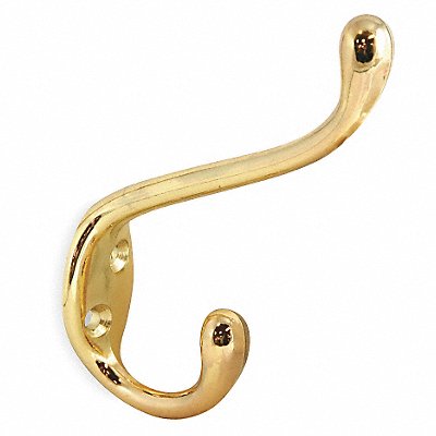 GRAINGER 1XNF9 Double Point Hook 2 Ends Brass