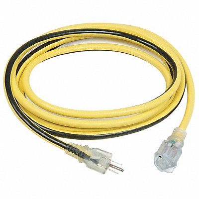 POWER FIRST 1XUP5 Lighted Extension Cord 10ft 12Ga 15A SJTW Yel/Blk