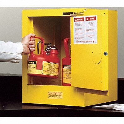 JUSTRITE 890420 Flammable Safety Cabinet 4 gal Yellow