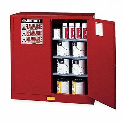 JUSTRITE 893011 Paints and Inks Cabinet 40 gal Red