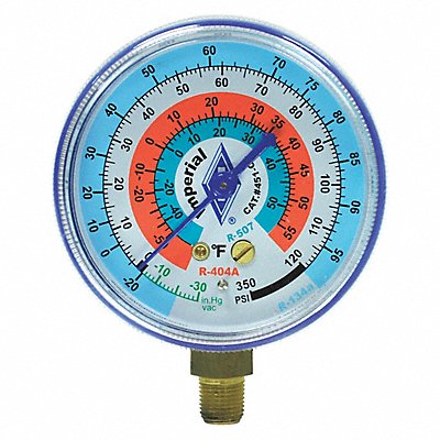 IMPERIAL 451CB Gauge 2-1/2 In Dia Low Side Blue 350 psi