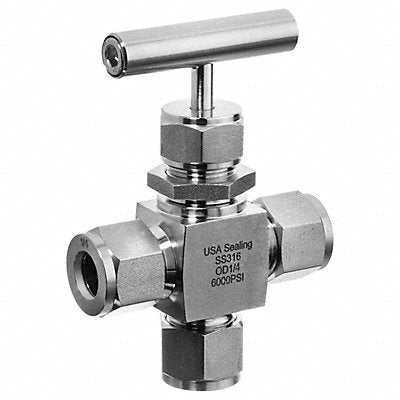 USA INDUSTRIALS ZUSAValve92 Needle Valve Angled Fitting Style 316 SS