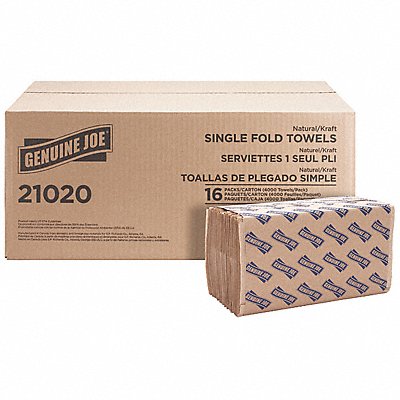 GENUINE JOE GJO21020 Sgl-Fold Value Paper Towels 1-Ply PK4000