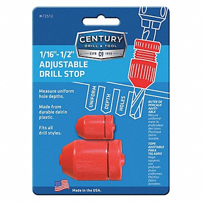 CENTURY DRILL TOOL 73513 Drill Stop Collar 1/16 in to 1/2 in L