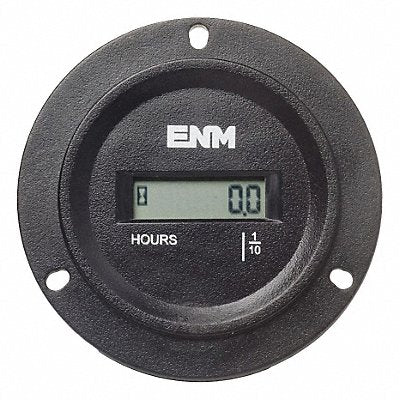 ENM TB44B69A Hour Meter 3-Hole Round LCD Flange