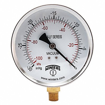 WINTERS PEM220LF K4524 Gauge Pressure 30 in Hg Vac/kPa 4 in