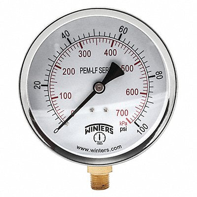 WINTERS PEM223LF K4524 Gauge Pressure 0 to 100 psi 4 in