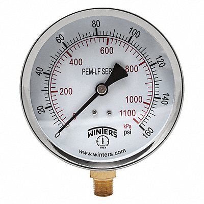 WINTERS PEM224LF K4524 Gauge Pressure 0 to 160 psi 4 in