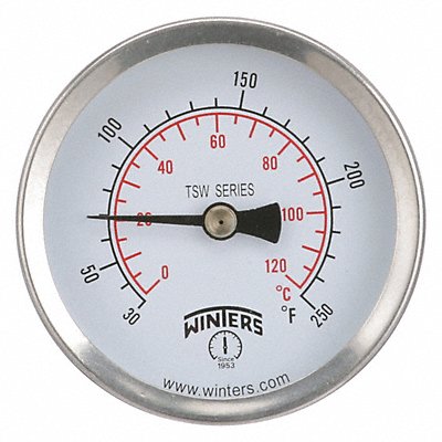 WINTERS TSW174LF Thermometer Analog 30-250 deg 1/2 NPT