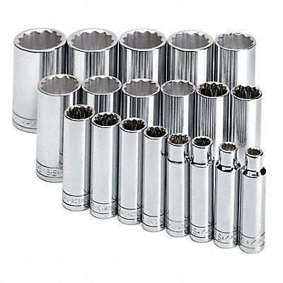 SK PROFESSIONAL TOOLS 48196 Socket Set Chrome 3/8-1 1/4 in 12Pt