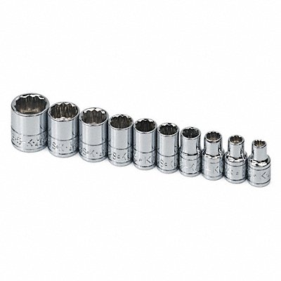 SK PROFESSIONAL TOOLS 4946 Socket Set Chrome 3/16in to 9/16 in 10Pc