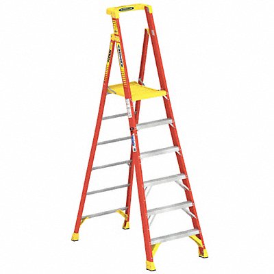 WERNER PD6206 Podium Stepladder 6 ft Fiberglass 300 lb
